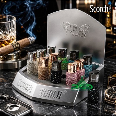 SCORCH TORCH SINGLE FLAME W/ BLING BLING ASST. COLORS - 12CT/ DISPLAY